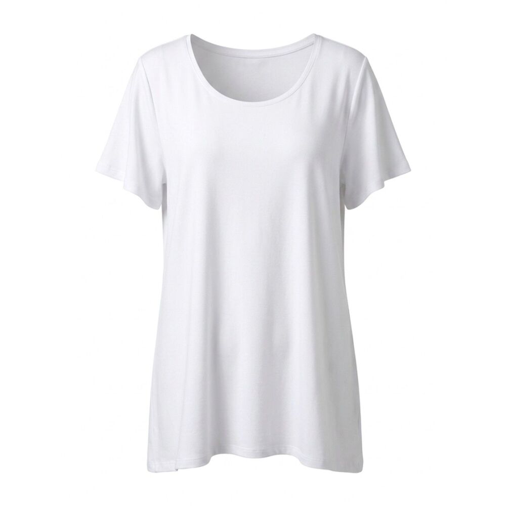 Susan Graver Modern Essentials Liquid Knit Scoop Neck Tee White XLP